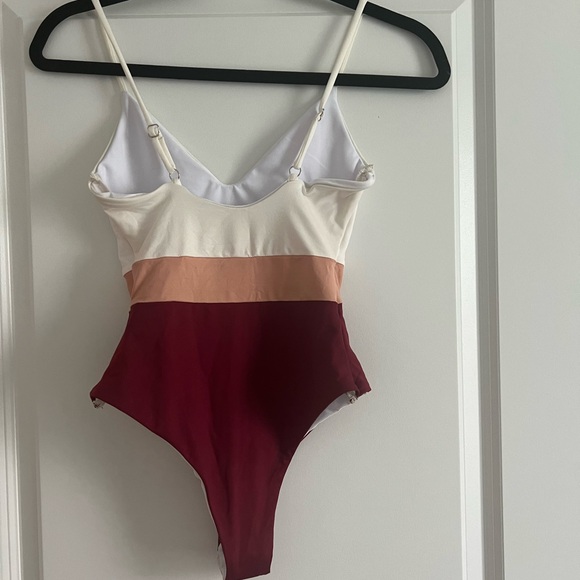 VENUS White and Pink Bathing Suit One Piece - Picture 2 of 4